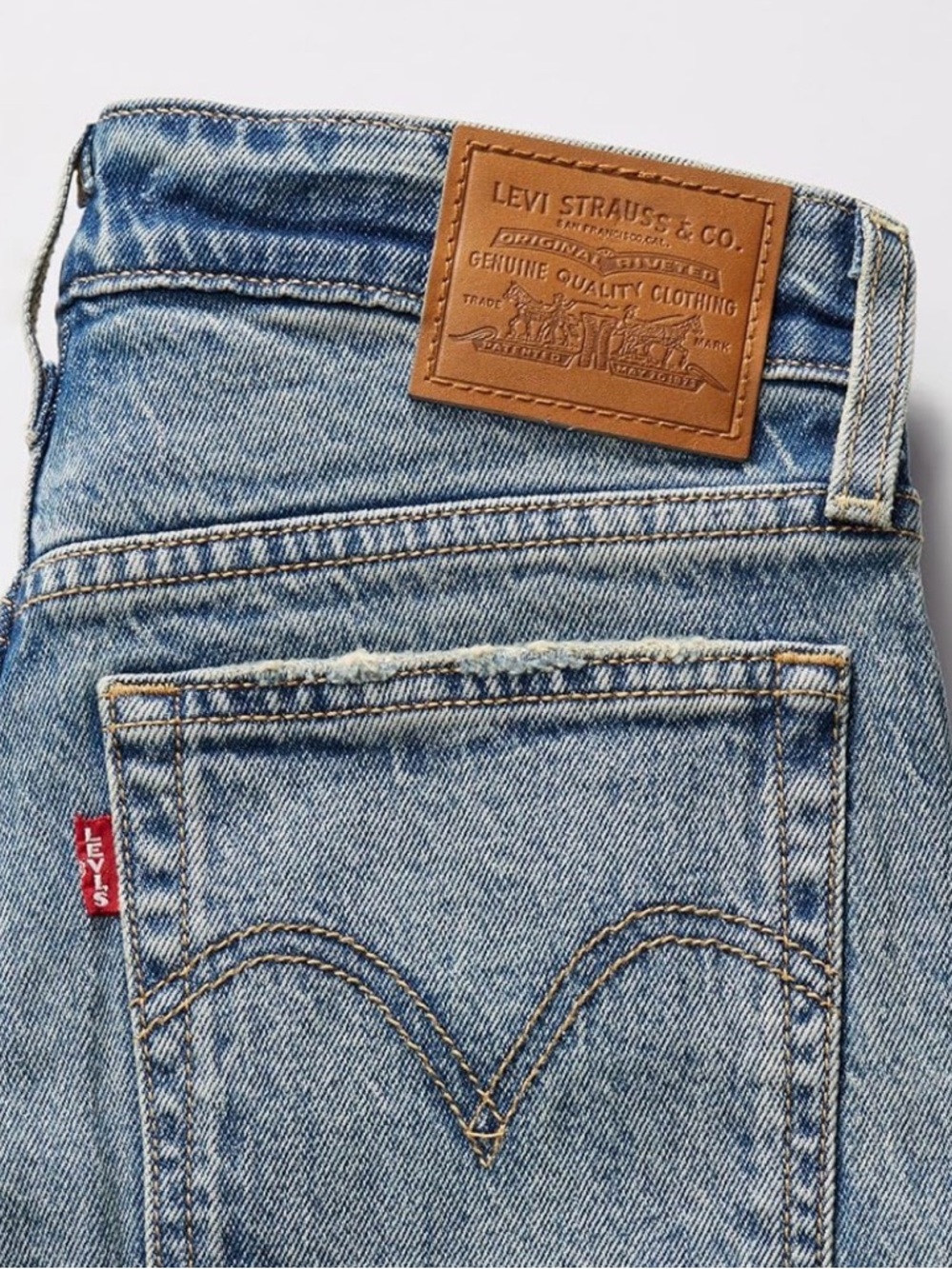 Levi's Women's Ribcage Shorts Light Blue Ripped Denim - Picture 5 of 10